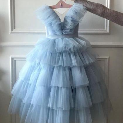 Blue Flower Girl Dresses, Kids Prom Dress, Baby..