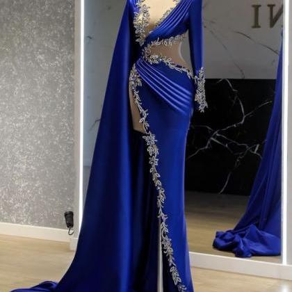royal blue prom dresses, high neck ..