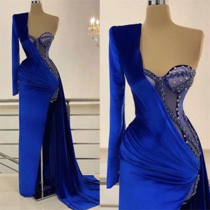 Royal Blue Evening Dress, Modest Evening Dresses,..