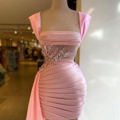 Mermaid Prom Dresses, Pink Prom Dresses, Short..