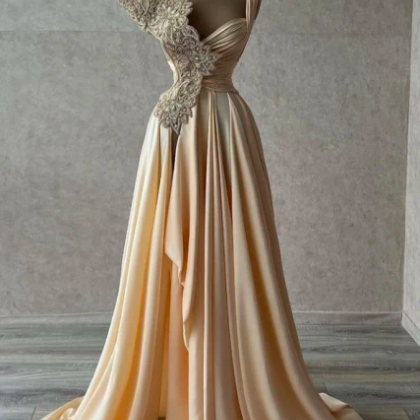 Champagne Prom Dresses, A Line Prom Dresses,..