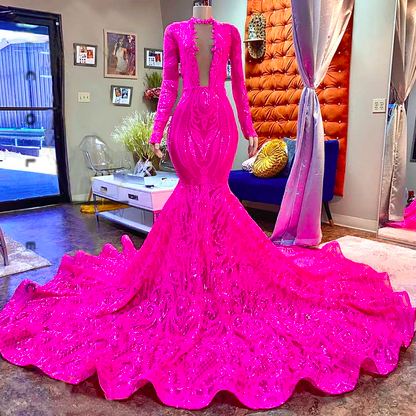 Pink Prom Dresses, Mermaid Prom Dresses, Sparkly..