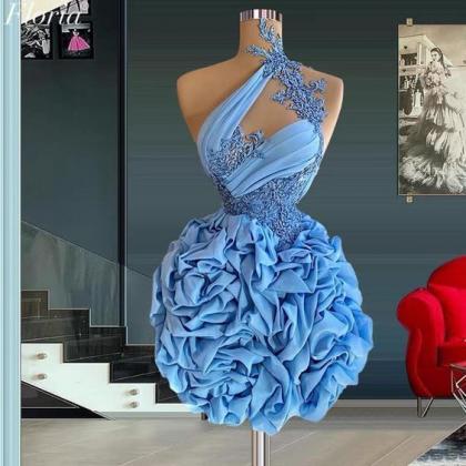 Blue Prom Dresses, Lace Applique Prom Dresses,..