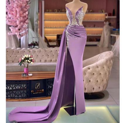 Mermaid Prom Dresses, Robe De Soiree Femme, Purple..