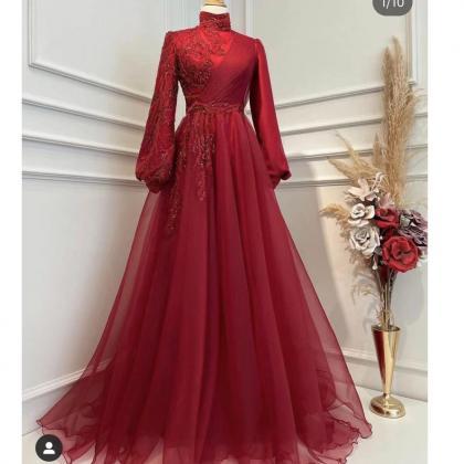 burgundy prom dresses, muslim prom ..