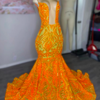 Orange Prom Dresses, Mermaid Prom Dress,..