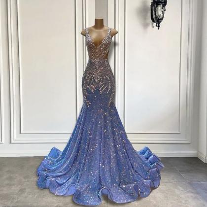 Blue Prom Dresses, Sequins Prom Dresses, Vestidos..