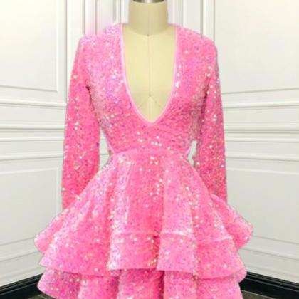 Vestidos De Graduacion, Pink Sparkly Prom Dress,..