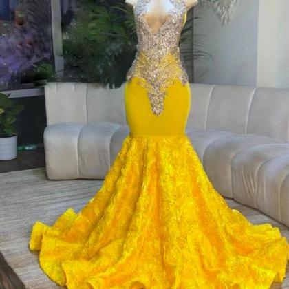 Yellow Prom Dresses, Vestidos De Fiesta, Luxury..