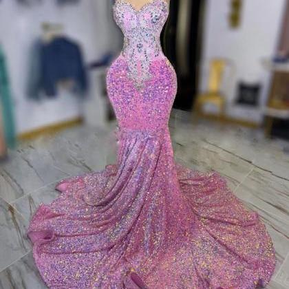 African Prom Dresses, Custom Prom Dresses, Pink..