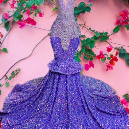 Luxury Prom Dresses, Purple Prom Dresses, Lavender..