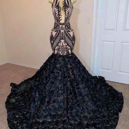 Black Prom Dresses, Sparkly Applique Prom Dresses,..