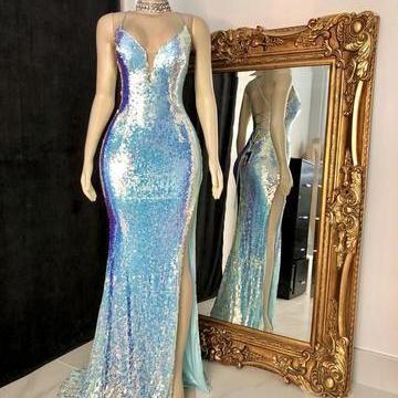 Vestidos Para Mujer, Blue Evening Dresses, Sparkly..