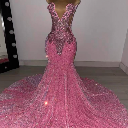 Vestidos De Fiesta, Pink Sparkly Prom Dresses,..
