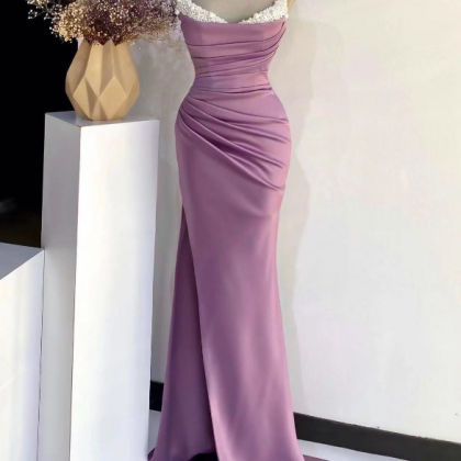Simple Prom Dresses, Purple Prom Dresses, Beaded..