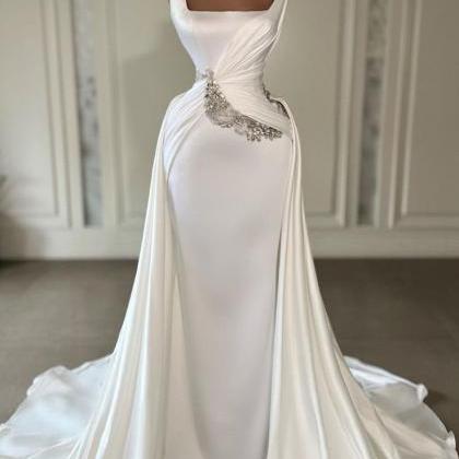 White Wedding Dresses, Beaded Wedding Dress, Robe..