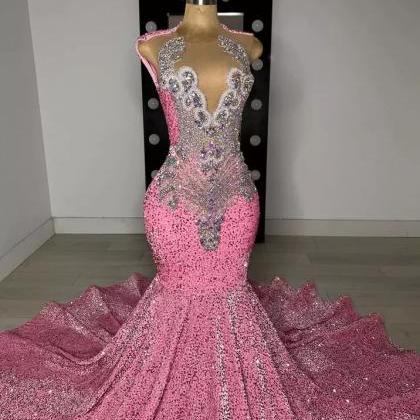 Luxury Prom Dresses, Crystals Rhinestones Prom..
