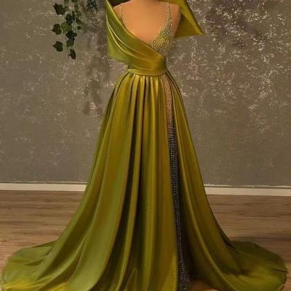 Olive Green Prom Dresses, Dubai Fashion Party..