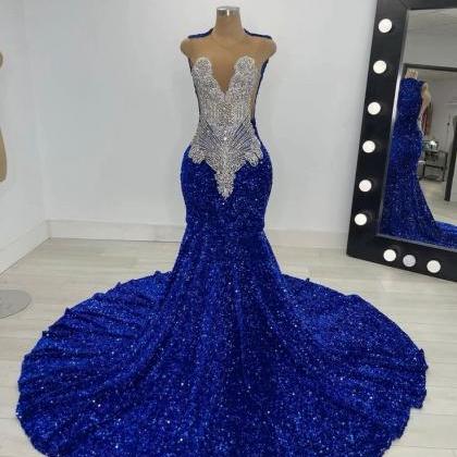 Royal Blue Sparkly Prom Dresses, Vestidos De..
