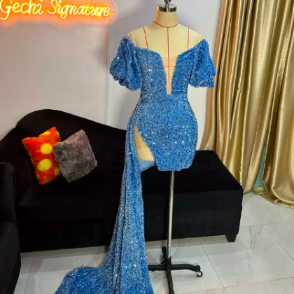 Blue Prom Dresses, Sparkly Sequin Birthday Party..