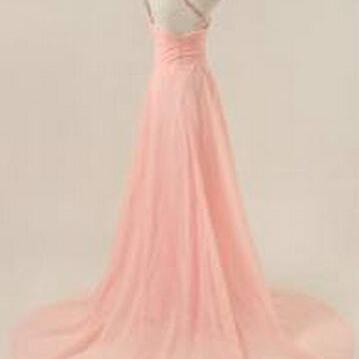 One Shoulder Pale Pink Prom Dresses, Prom Dresses..