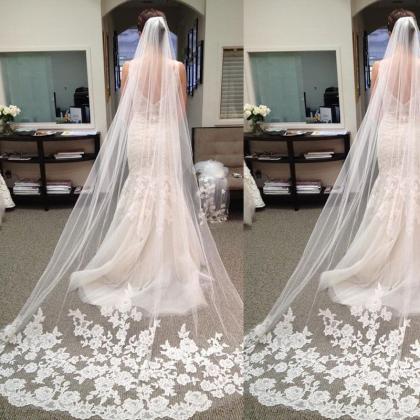 Elegant Wedding Veils, 2015 Chapel Length Bridal..