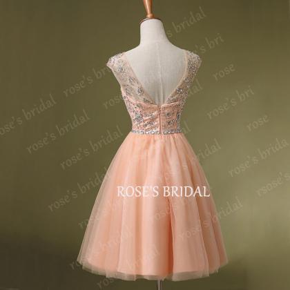 Pink Short Cute Homecoming Dresses, Tulle..