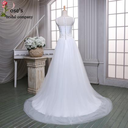 Simple Tulle Custom Wedding Dress, A Line Wedding..