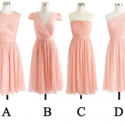 Blush Pink Mismatched Bridesmaid Dresses, Short..