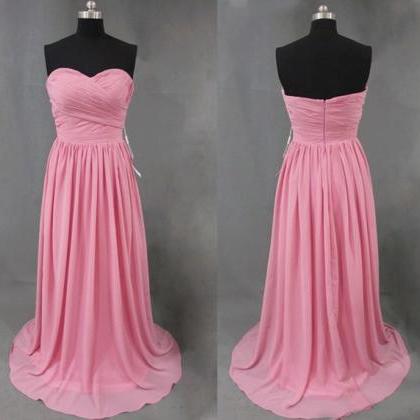 Pink Long Chiffon Bridesmaid Dress,..