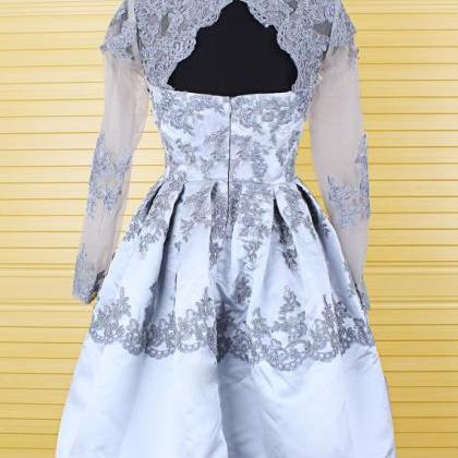Gray Lace Prom Dress, Short Homecoming Dresses,..