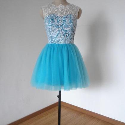Lace Bridesmaid Dress, Blue Bridesmaid Dress,..