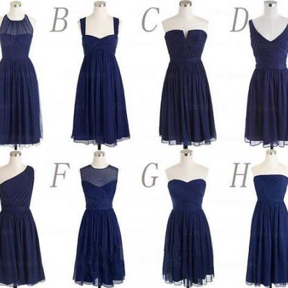 Navy Blue Bridesmaid Dress, Short Bridesmaid..