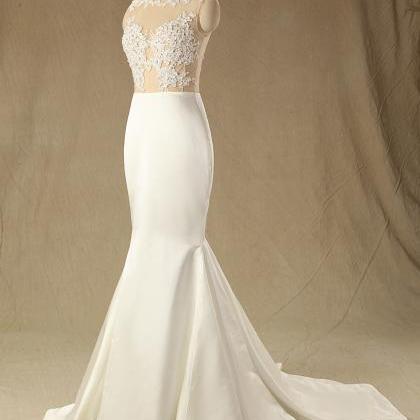 Mermaid Wedding Dress, Lace Applique Wedding..