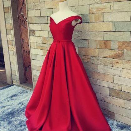 Wine Red Prom Dress, Cap Sleeve Prom Dress, A Line..