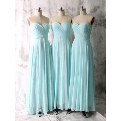 Blue Long Bridesmaid Dress, Chiffon Bridesmaid..