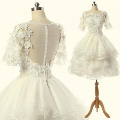 Half Sleeve Wedding Dress, 3D Flowe..