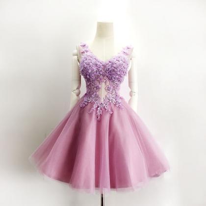 Purple Homecoming Dress, Lace Homecoming Dress,..