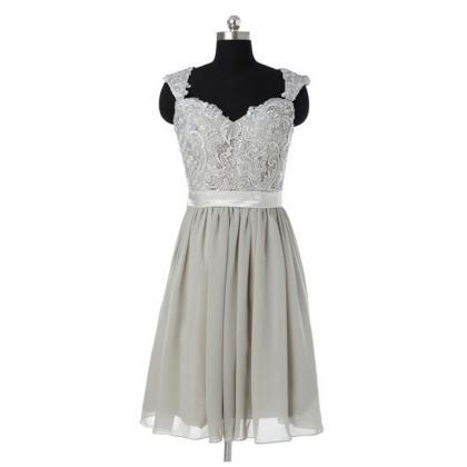 Short Bridesmaid Dress, Gray Bridesmaid Dress,..