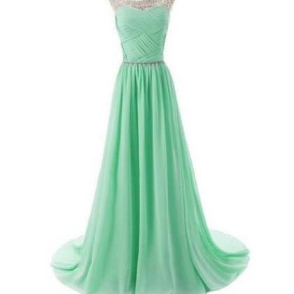 Mint Green Prom Dresses, Rhinestones Prom Dresses,..