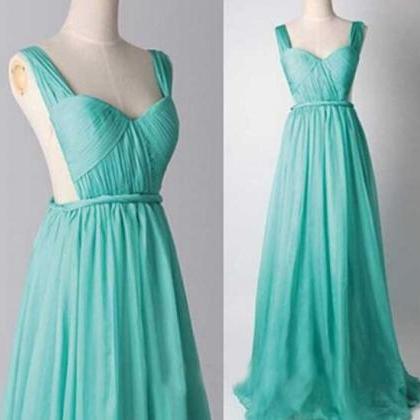 Turquoise Blue Prom Dress, Simple Prom Dress, Long..