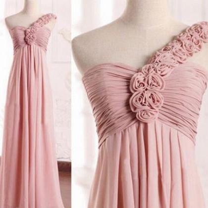 One Shoulder Bridesmaid Dress, Dusty Pink..