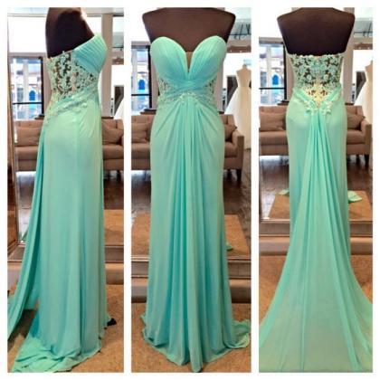 Tiffany Blue Prom Dress, Lace Prom ..