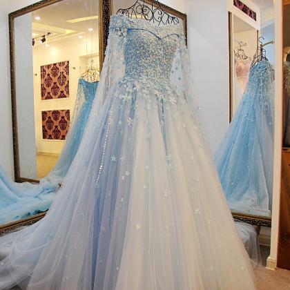Blue Prom Dress, Lace Prom Dress, Gorgeous Prom..