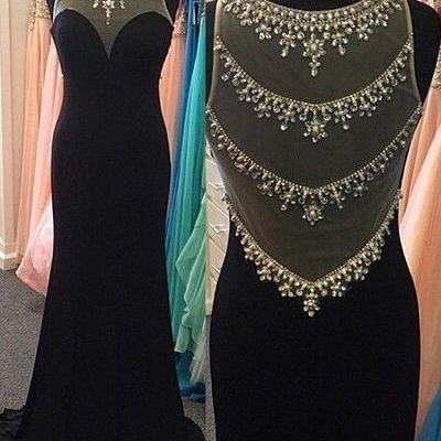 Black Evening Dress, Crystals Prom Dresses,..