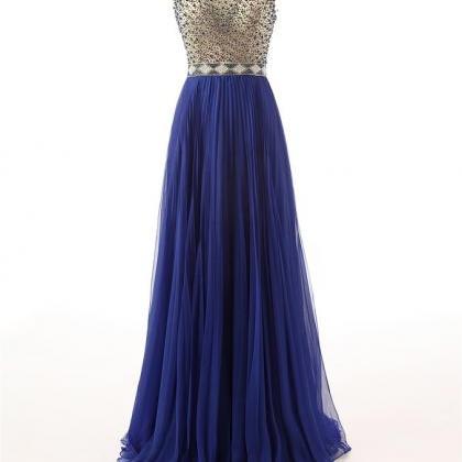 Blue Prom Dress, Real Photo Prom Dress, Beads Prom..