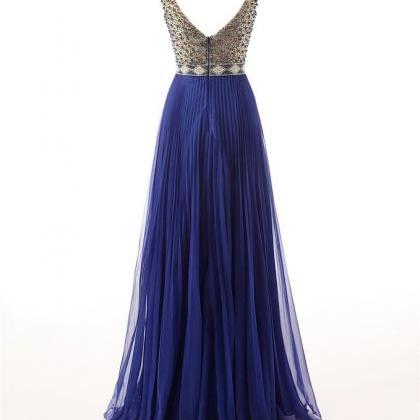 Blue Prom Dress, Real Photo Prom Dress, Beads Prom..