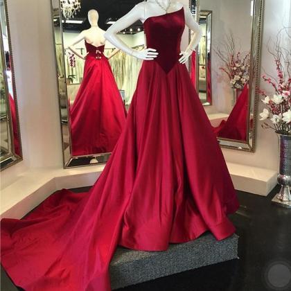 Velvet Prom Dresses, Elegant Prom Dresses, Wine..