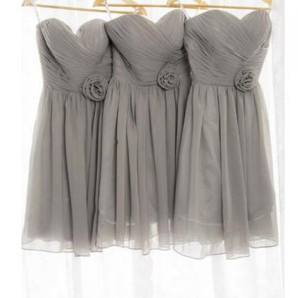 Gray Bridesmaid Dress, Short Brides..
