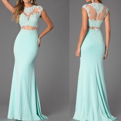 Two Pieces Prom Dresses, Light Blue Prom Dress, Sexy Formal Dress, Long Evening Dress, Lace Prom Dresses, Tiffany Blu Prom Dress, Prom Dresses 2015